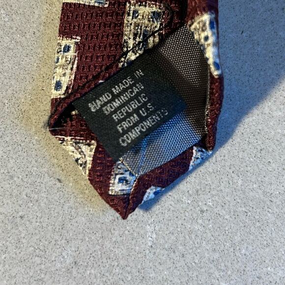 Vtg Givenchy Mens 100% Silk wine maroon artistic frame Geometric Accessory tie - Picture 7 of 10